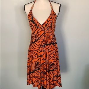 Pretty Halter Sundress with Bold Print + Beads